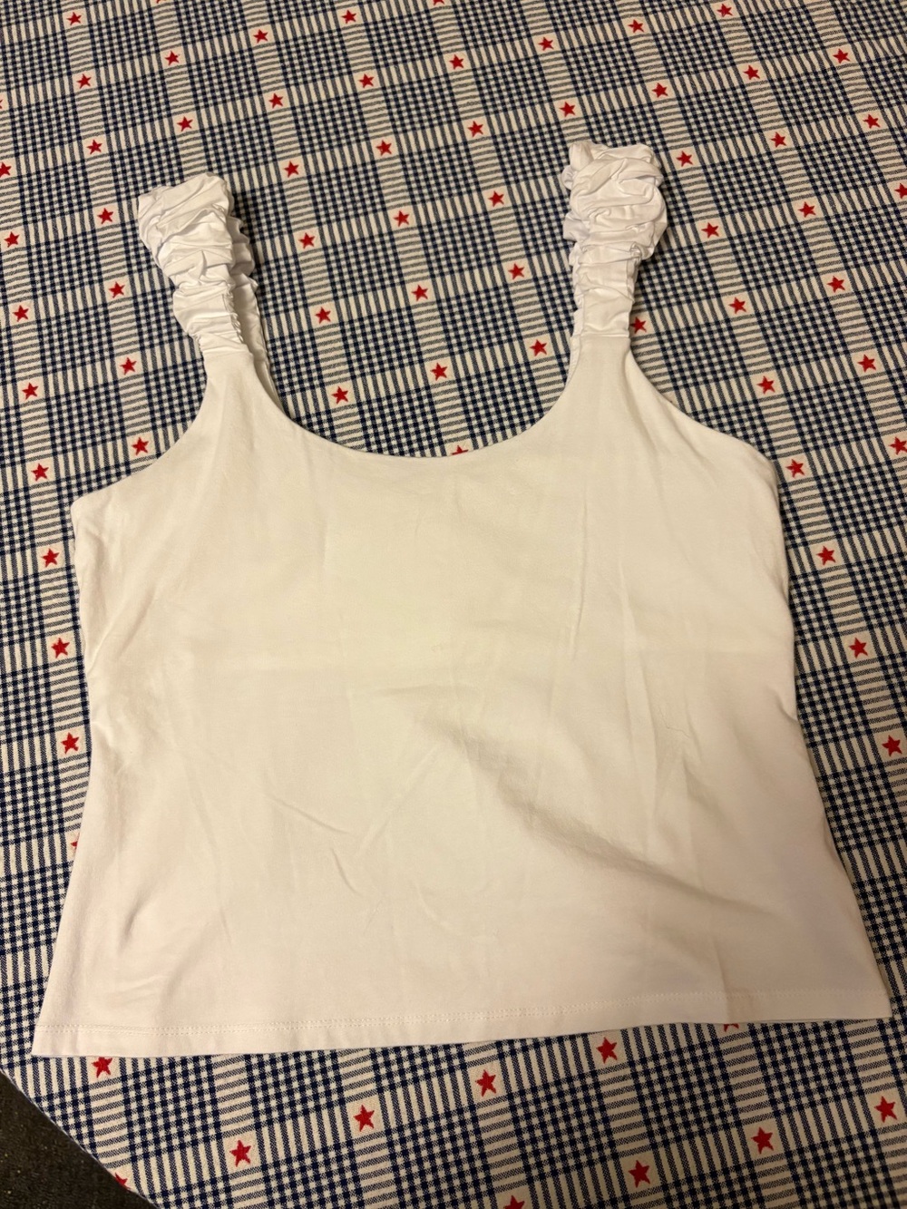 Muse Republic Women’s White Ruched Strap Tank Top